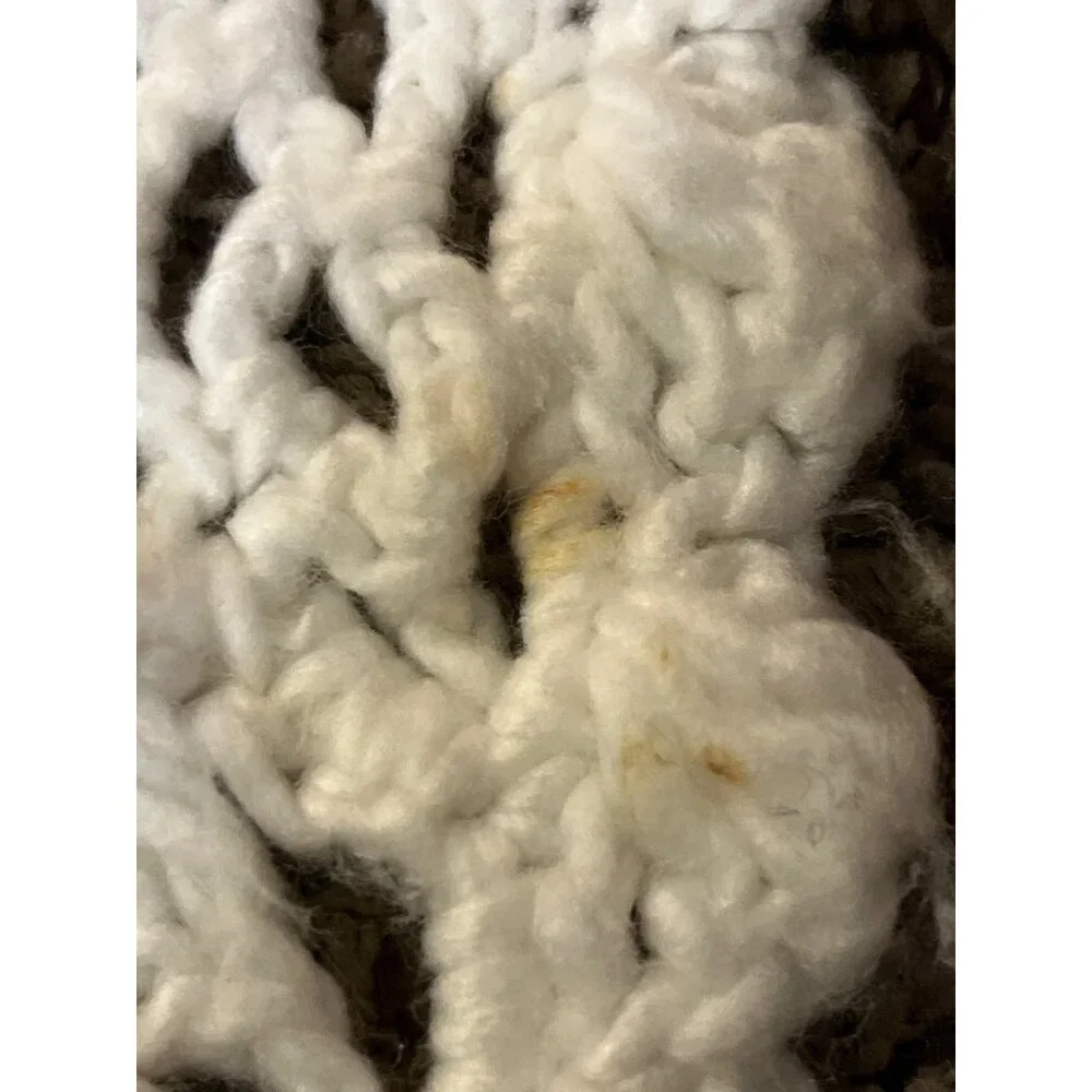 Vintage Pineapple Crochet Shawl Fringe Wrap Ivory Boho Festival One Size - Picture 10 of 16